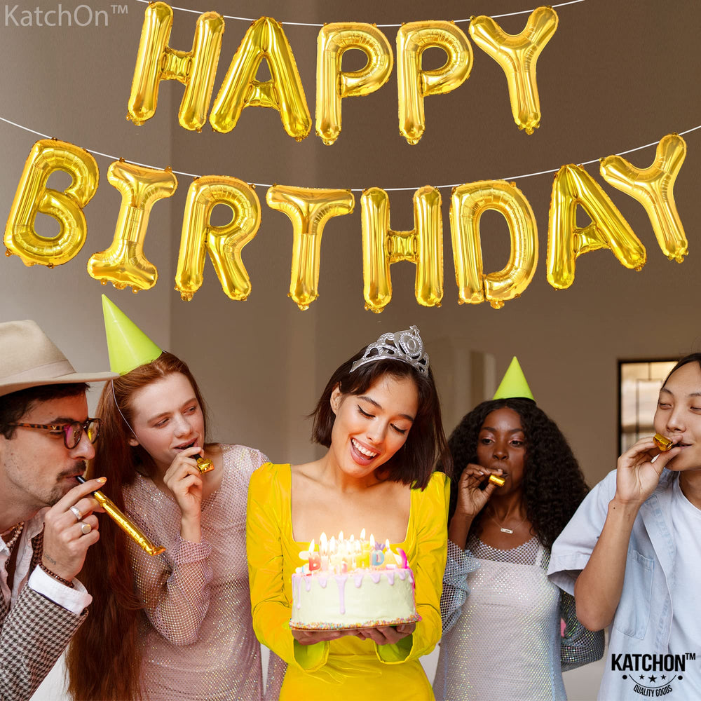 KatchOn gold letter balloons 16-inch for bold birthday decorations