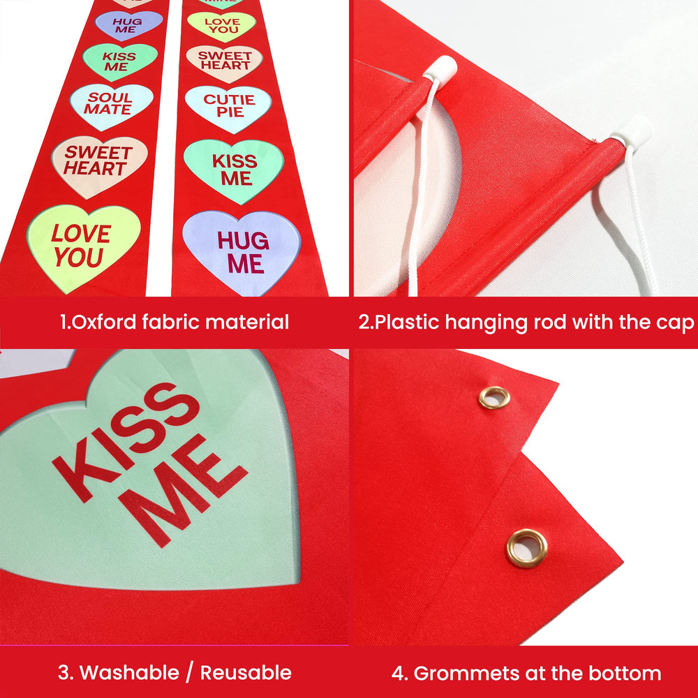 KatchOn two piece installation ready valentines hearts door banner for easy hanging.
