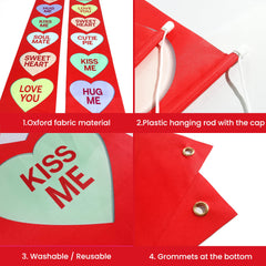 KatchOn two piece installation ready valentines hearts door banner for easy hanging.