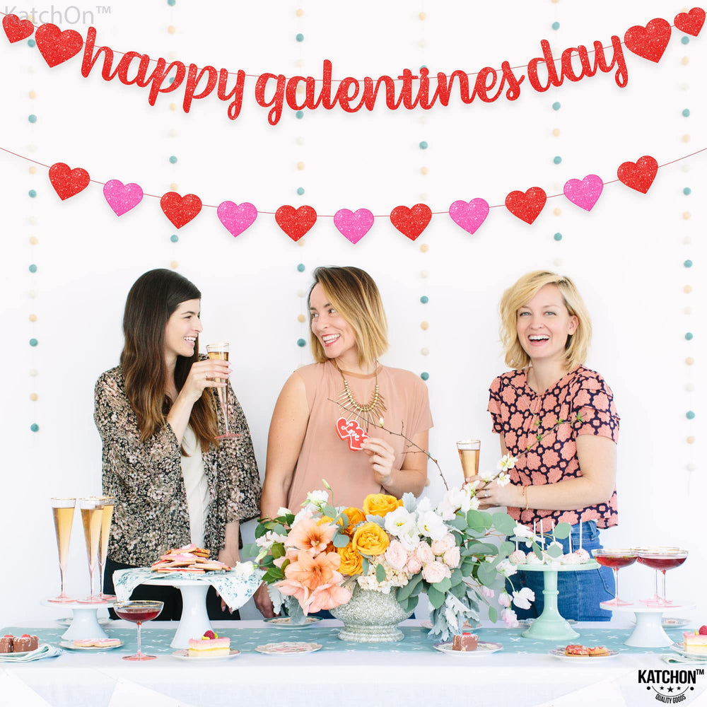 KatchOn Happy Galentines banner creates a stylish party backdrop