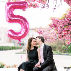 KatchOn pink number balloon for 5th birthday parties adds charm to photos