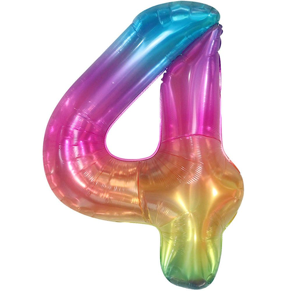 KatchOn rainbow 4 balloon 40 inch acts as a bold birthday centerpiece.