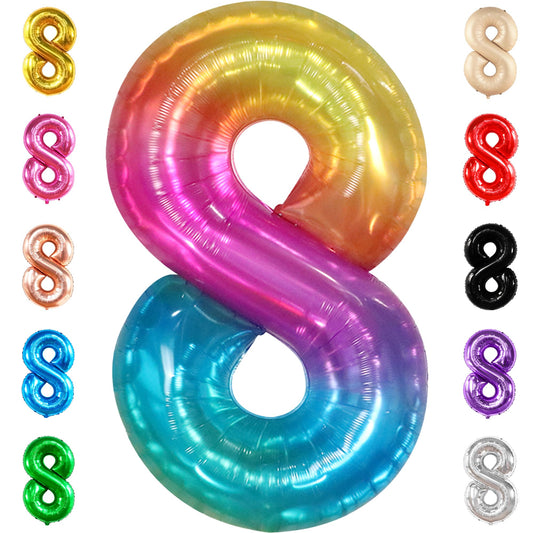 KatchOn rainbow Number 8 balloon, 40 inch, ideal for eye-catching birthday decor