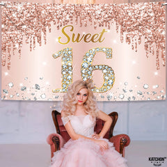 KatchOn sweet 16 banner provides a versatile backdrop for indoor events.