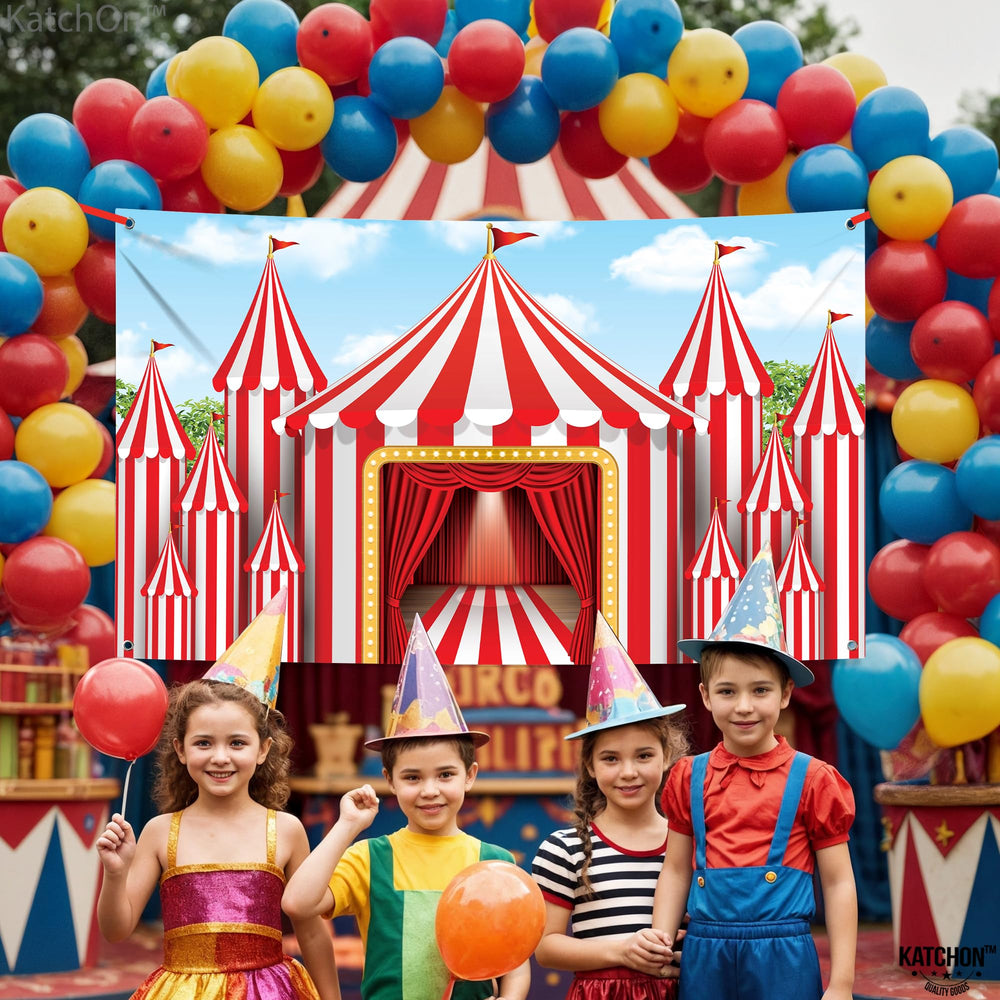 KatchOn XtraLarge circus tent banner design adds iconic festive atmosphere.