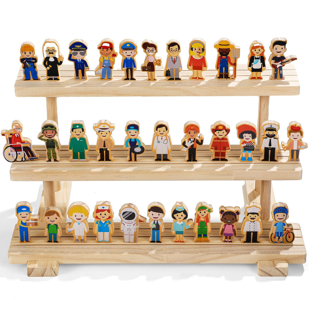 Kathfly wooden community helpers figures display diverse occupations for inclusive play.