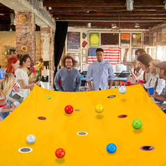 Kathfly durable polyester tarp and sturdy plastic balls for long-lasting play