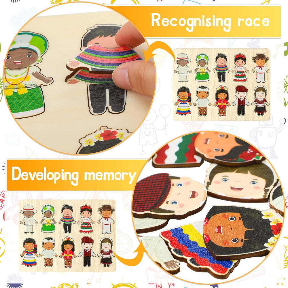 Kathfly wooden dress-up dolls leg piece supports complete puzzle assembly