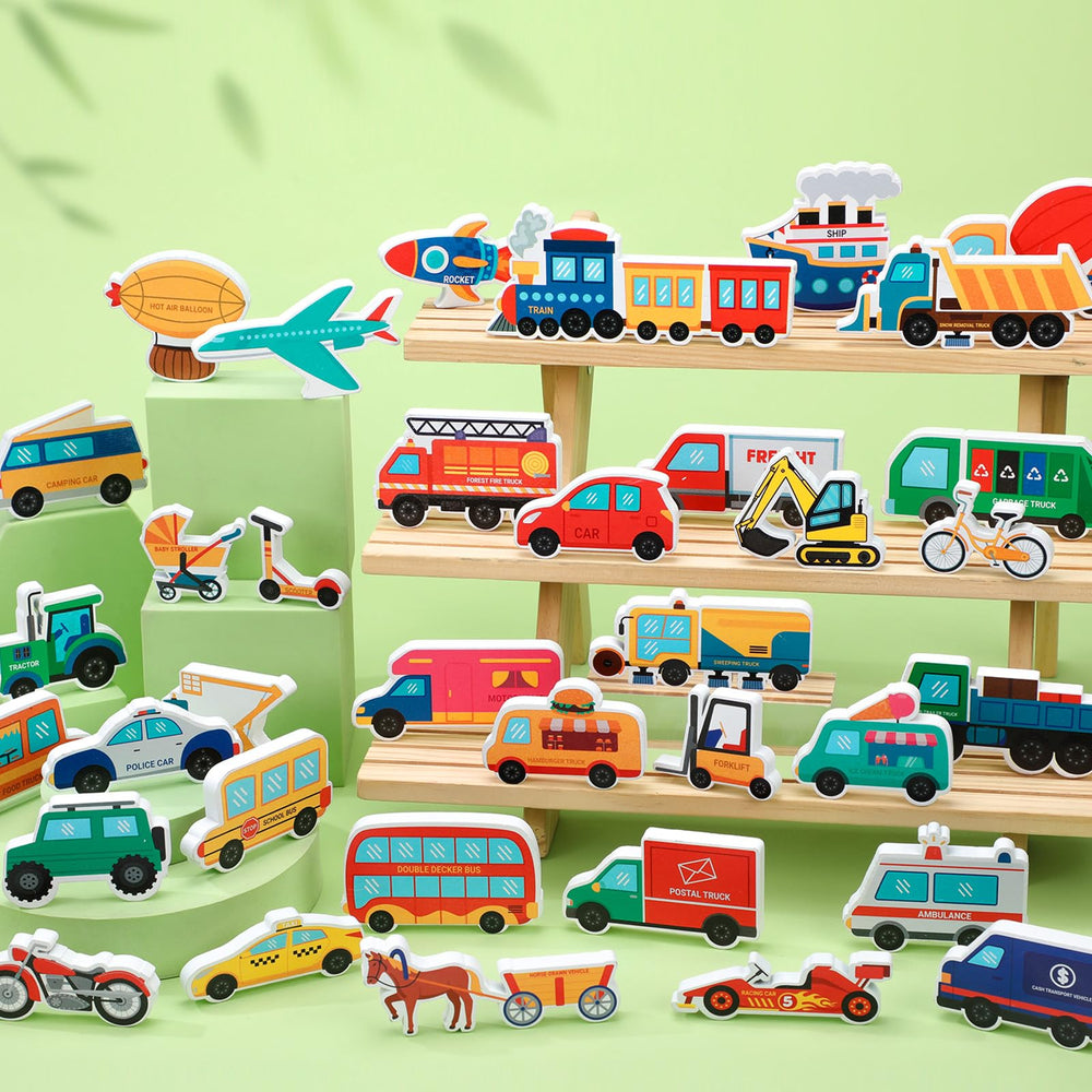 Kathfly wooden town vehicles playset promoting storytelling and social skills