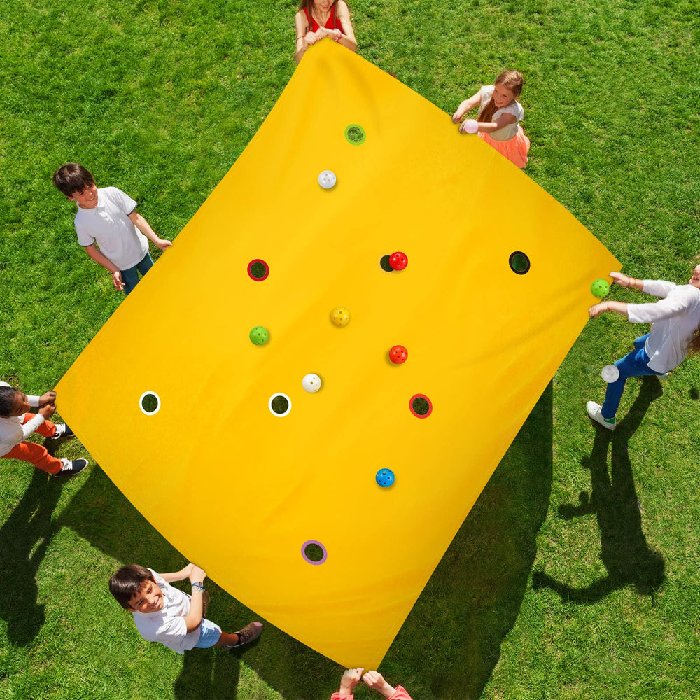 Kathfly yellow hole tarp 98x70 inches for interactive team challenges and cooperative play