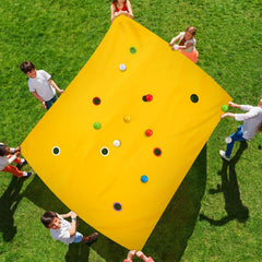 Kathfly yellow hole tarp 98x70 inches for interactive team challenges and cooperative play