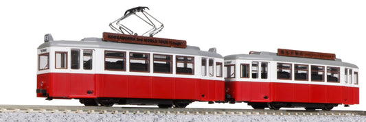 KATO Maitram Classic Red 14-806-3 front view showcases retro road train styling for display and dioramas.
