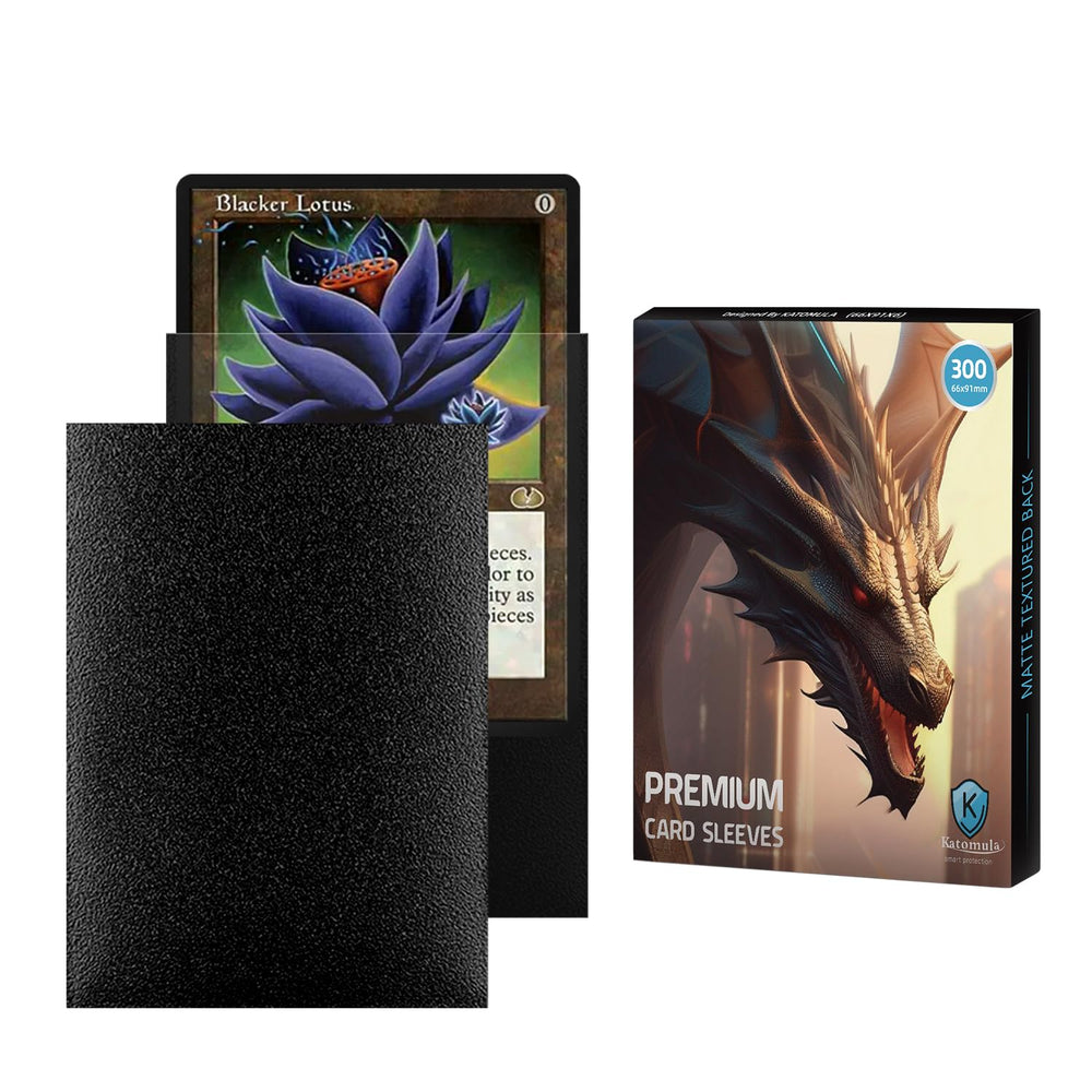 Katomula black MTG sleeves front matte texture for smooth shuffling