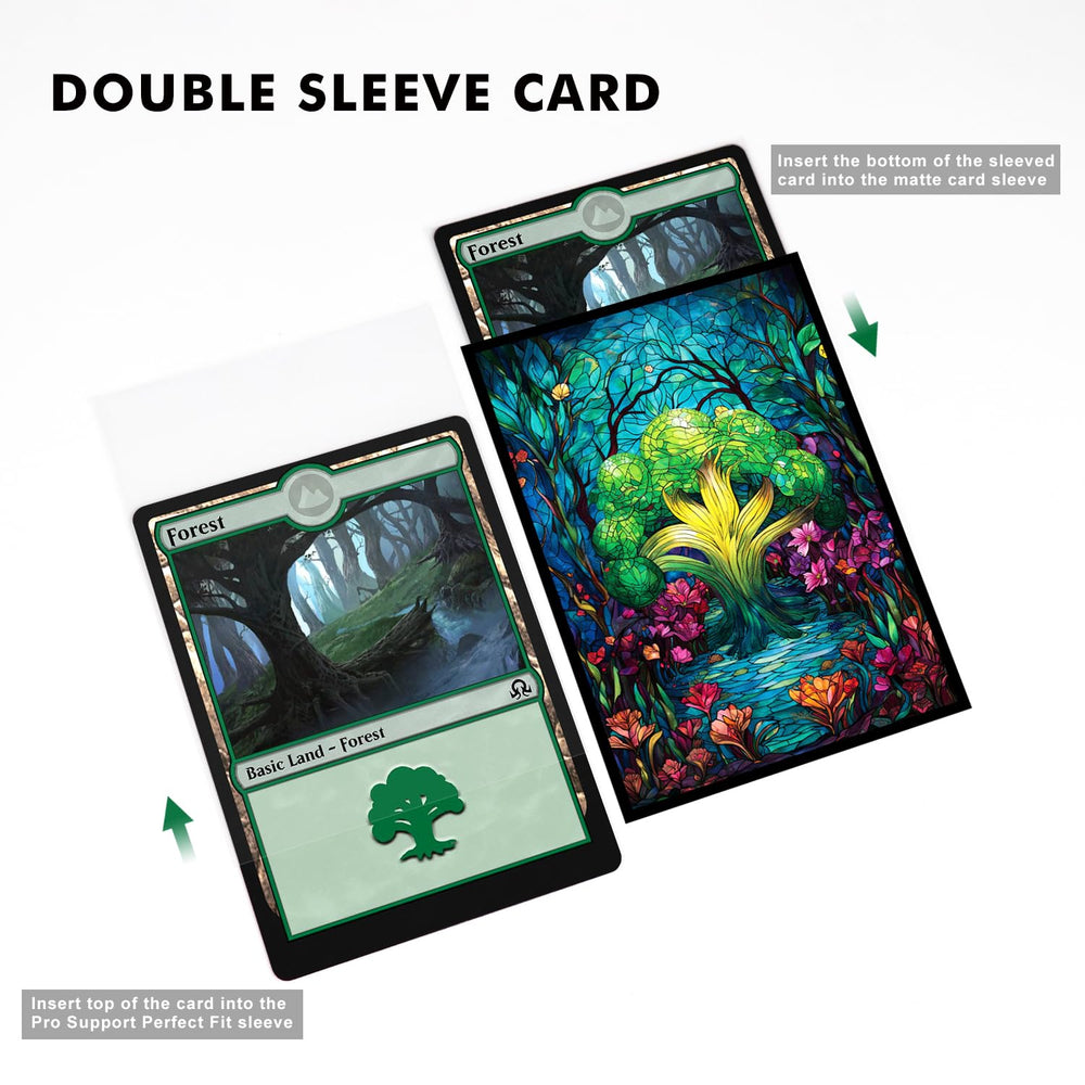 Katomula standard-size sleeves 66x92mm fit MTG cards securely.