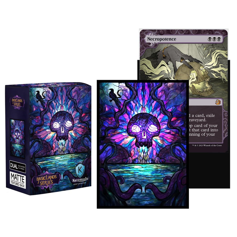 Katomula swamp art sleeve back texture showing matte finish for easy shuffling