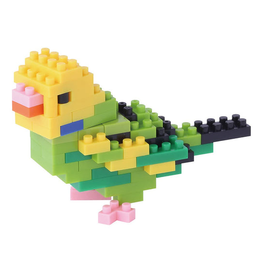 KAWADA nanoblock Budgie Green Opaline bird assembly kit for detailed, satisfying building play.