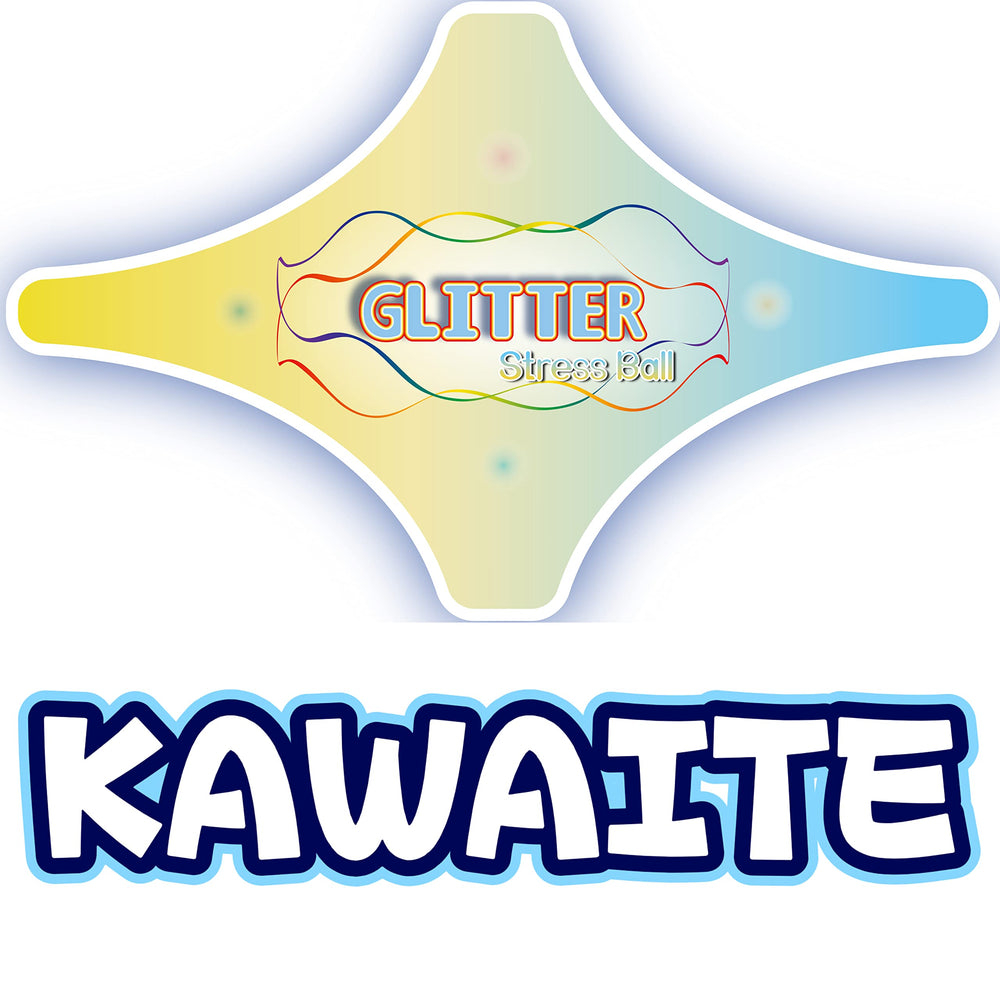 Kawaite blue glitter squishy ball packaging suitable as holiday gift or stocking stuffer.