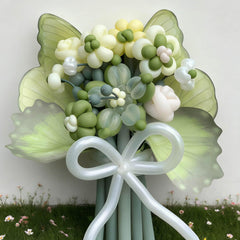 KAWKALSH avocado green long balloons in action for DIY crafts
