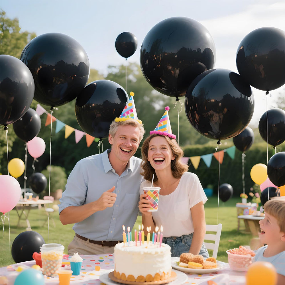 KAWKALSH Balloons forming a chic garland for baby shower decor.
