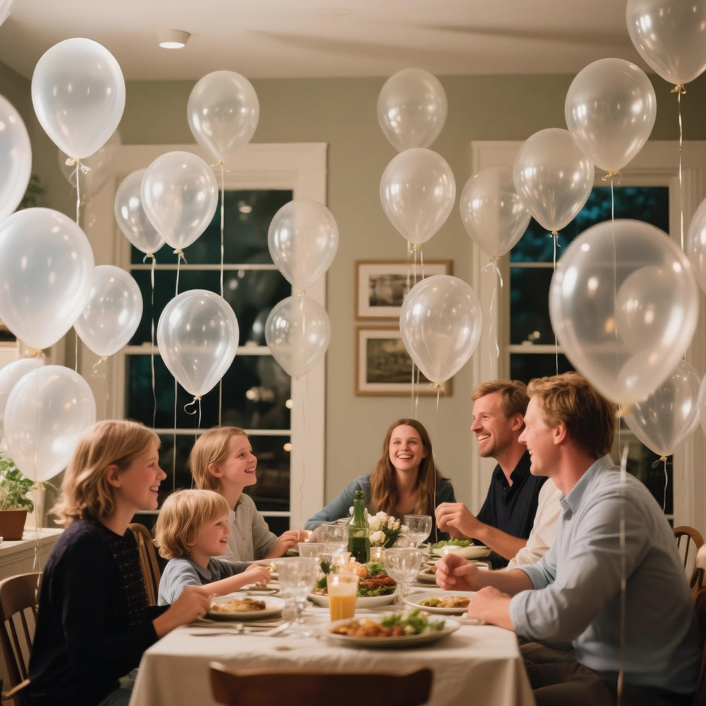 KAWKALSH clear balloons used in arches and luminous backdrops.