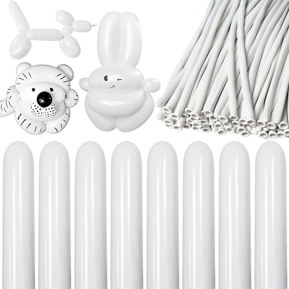 KAWKALSH 260 white long balloons for versatile animal designs and decorations