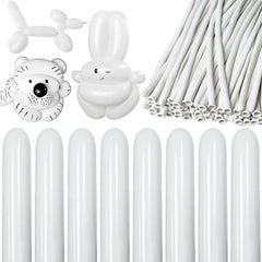 KAWKALSH 260 white long balloons for versatile animal designs and decorations