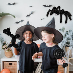 KAWKALSH 260 Black Long Balloons flowers and shapes inspire playful party centerpieces.