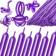 KAWKALSH 260 metallic purple long balloons ready for bold garlands and shapes