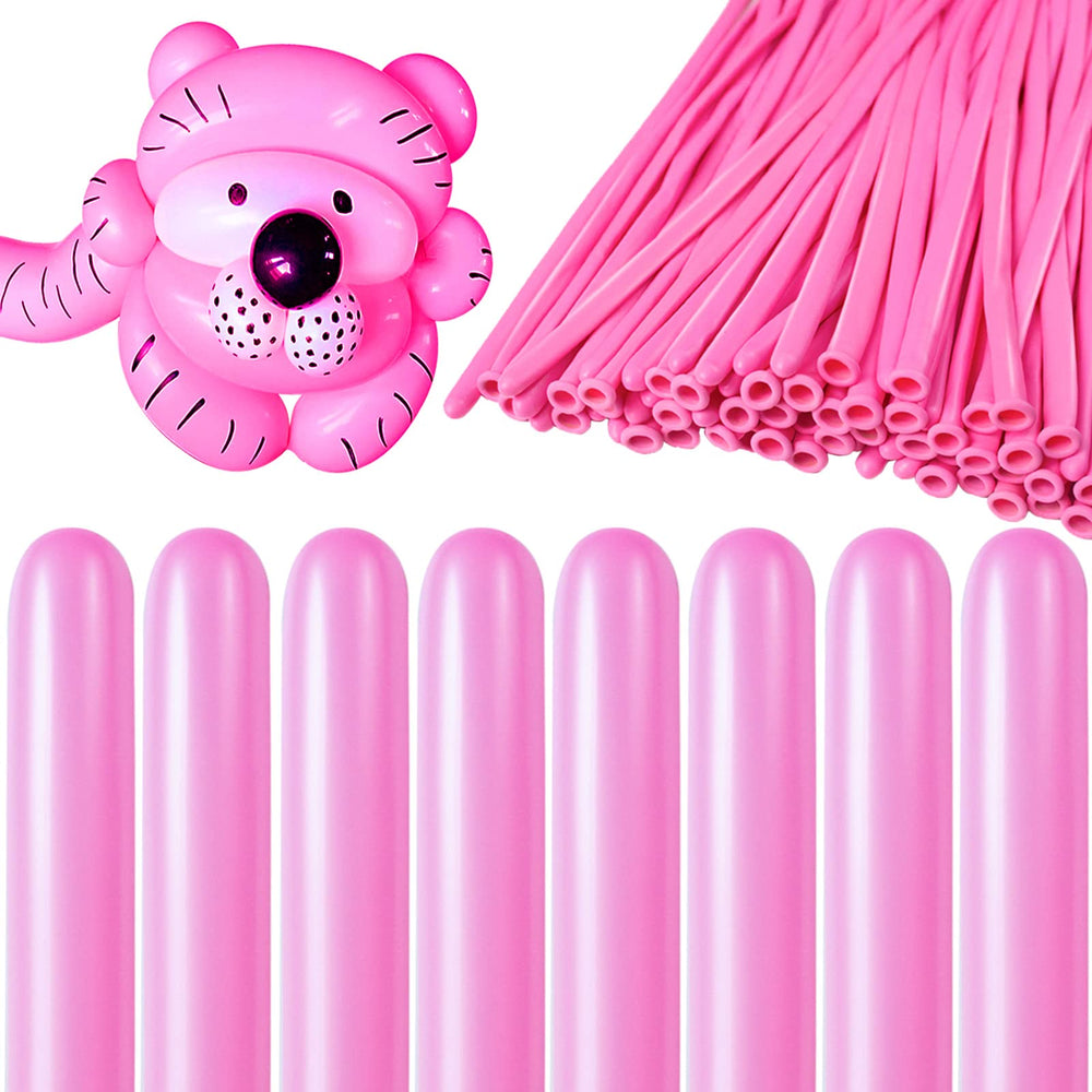 KAWKALSH 260 pink long balloons package, premium latex for durable balloon art.