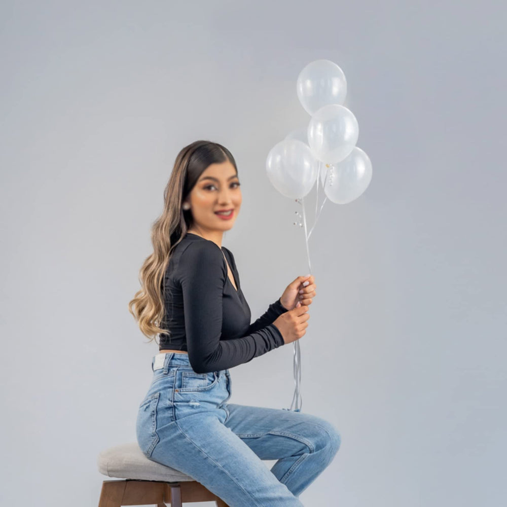 KAWKALSH birthday party decor with clear latex balloons