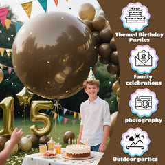 KAWKALSH boho decor using brown balloons to evoke warm, natural ambiance.