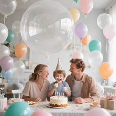 Kawkalsh 36-inch balloons creating an airy outdoor reception decor