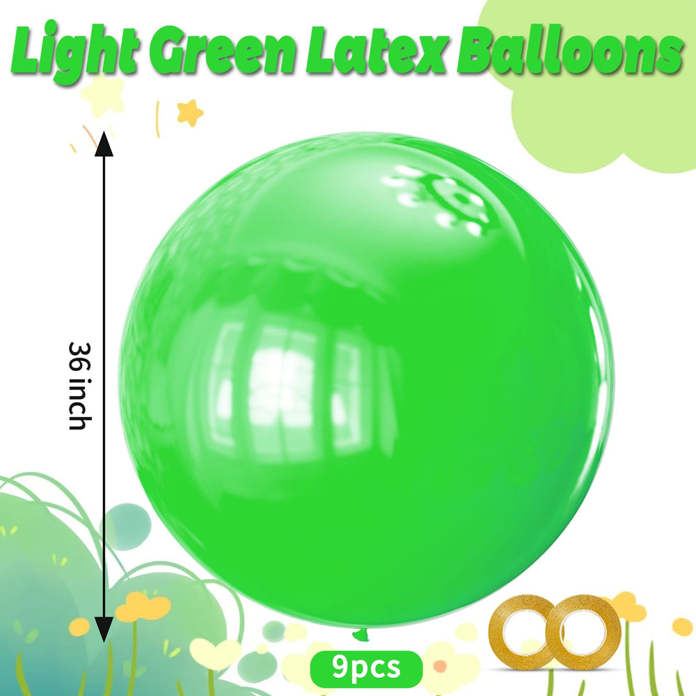 KAWKALSH matte mint 36-inch balloon provides soft, glare-free ambiance.