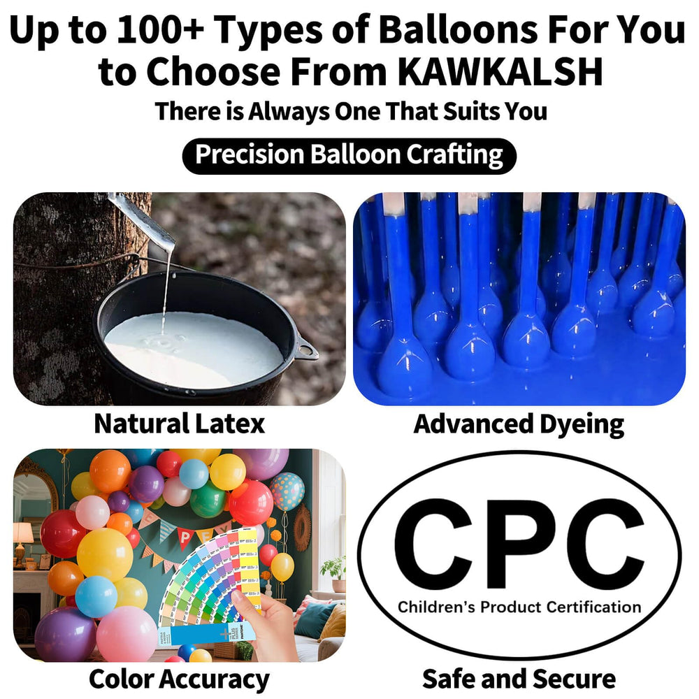 KAWKALSH tear-resistant latex balloons highlight durable, long-lasting decorations