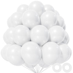 KAWKALSH white 12-inch balloons for 110-piece pack, ideal for backdrops.