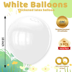 Close-up of KAWKALSH white giant balloon surface and size.