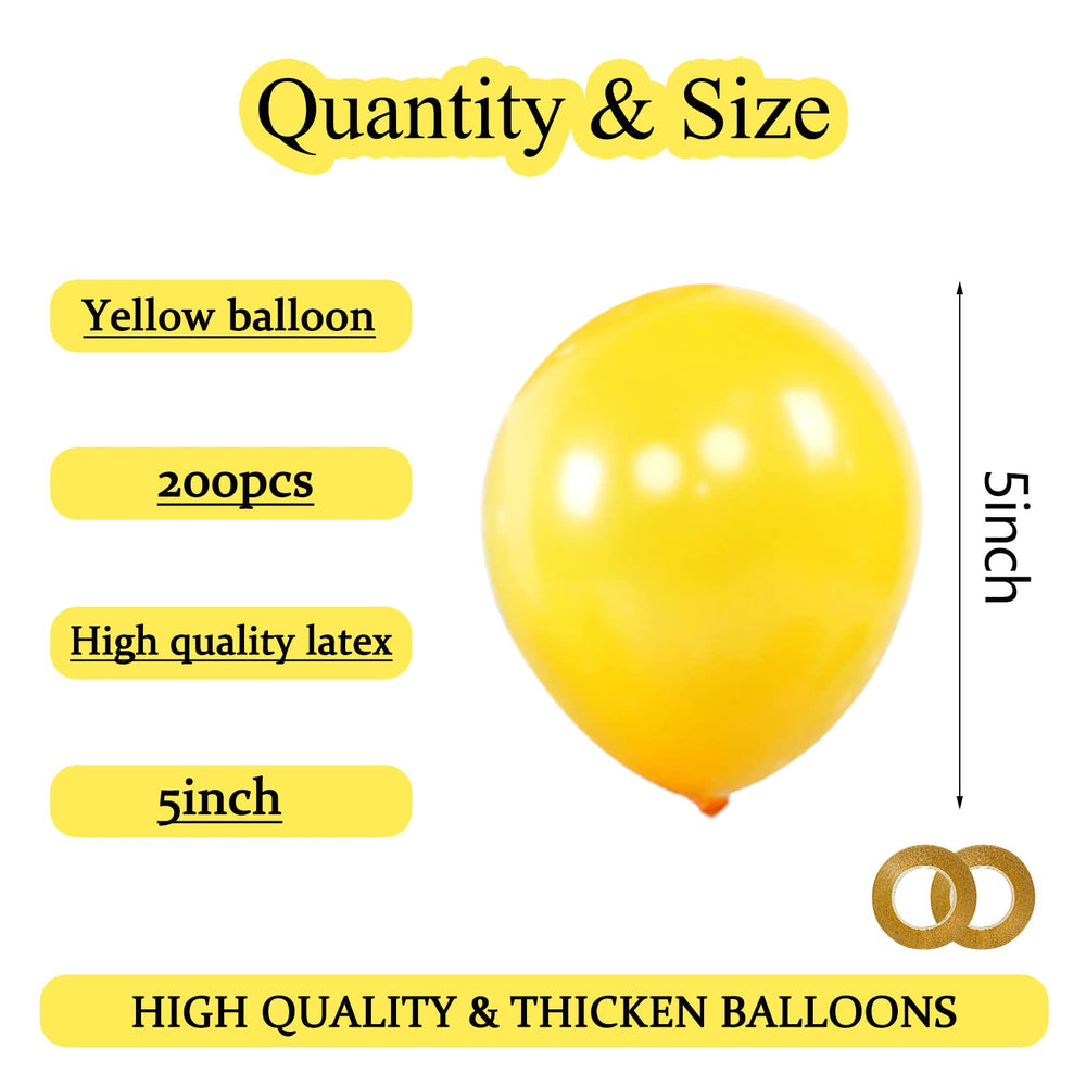 KAWKALSH yellow mini balloons with ribbons for easy garland crafting.