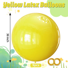 KAWKALSH yellow-themed party setup with jumbo balloons for photo backdrops