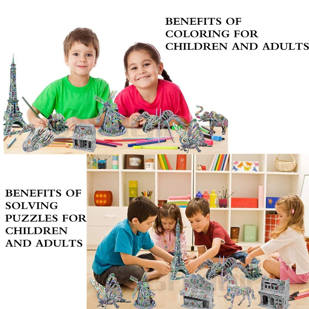 KAZOKU 3D elephant puzzle: spatial awareness during 3D construction.