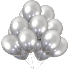 KBZVNAF silver metallic chrome balloons 12-inch pack for elegant decor and celebrations
