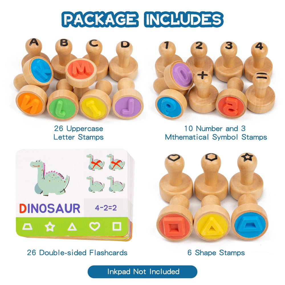 KDSFT wooden stamps for kids with smooth grain and easy grip.