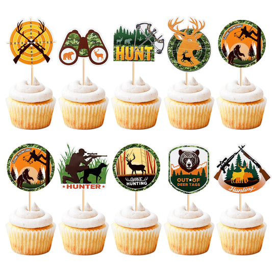 Keaziu hunting cupcake toppers set for deer-themed birthday desserts