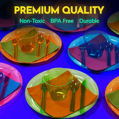 kedudes neon utensils set forks knives spoons for mess-free serving