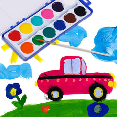 Keebor washable paints wipe away from skin and fabrics.