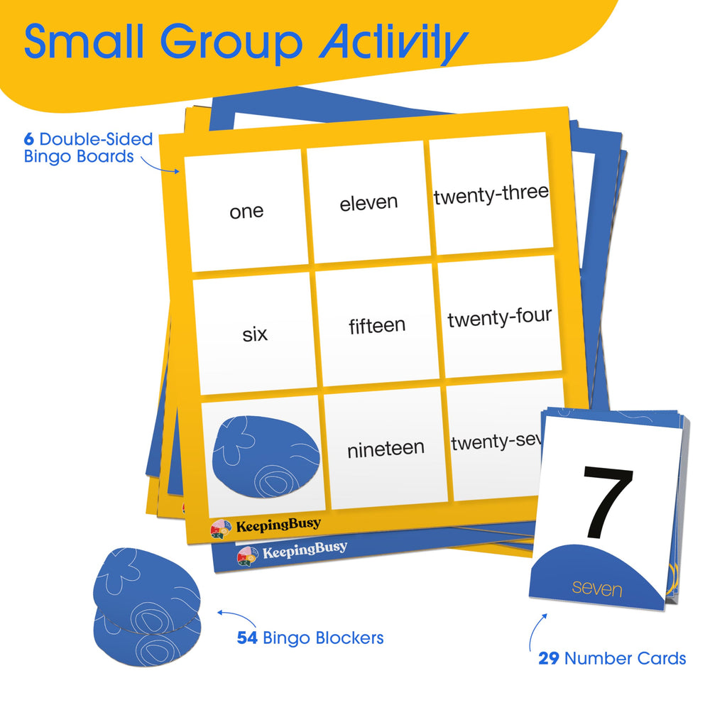Keeping Busy bingo boards double-sided: simple and advanced layouts for varied skill levels.