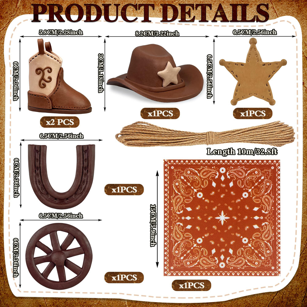 KEE PARTY cowboy boot cake toppers flank the cake for rustic charm
