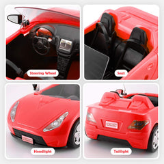 KeepRunning convertible doll car with silvery rims and headlights for pretend trips