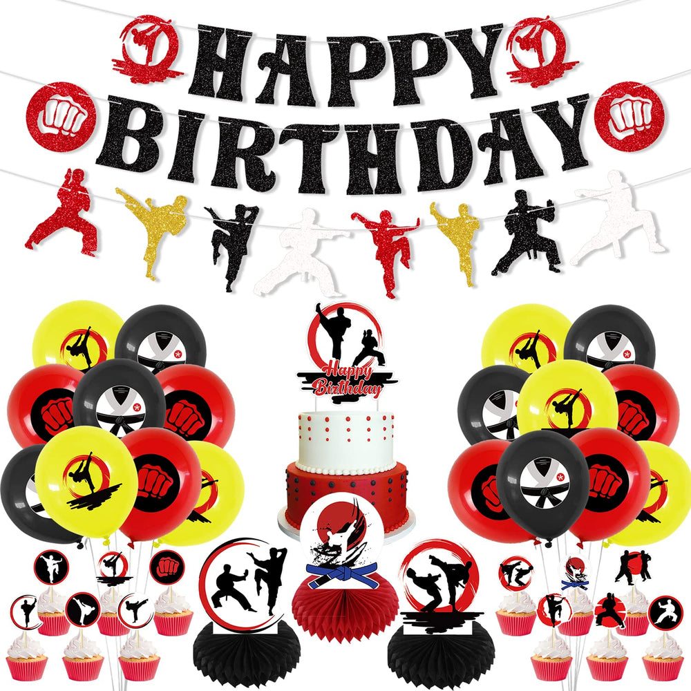 KEFAN Karate Happy Birthday banner adds festive shine to celebrations.
