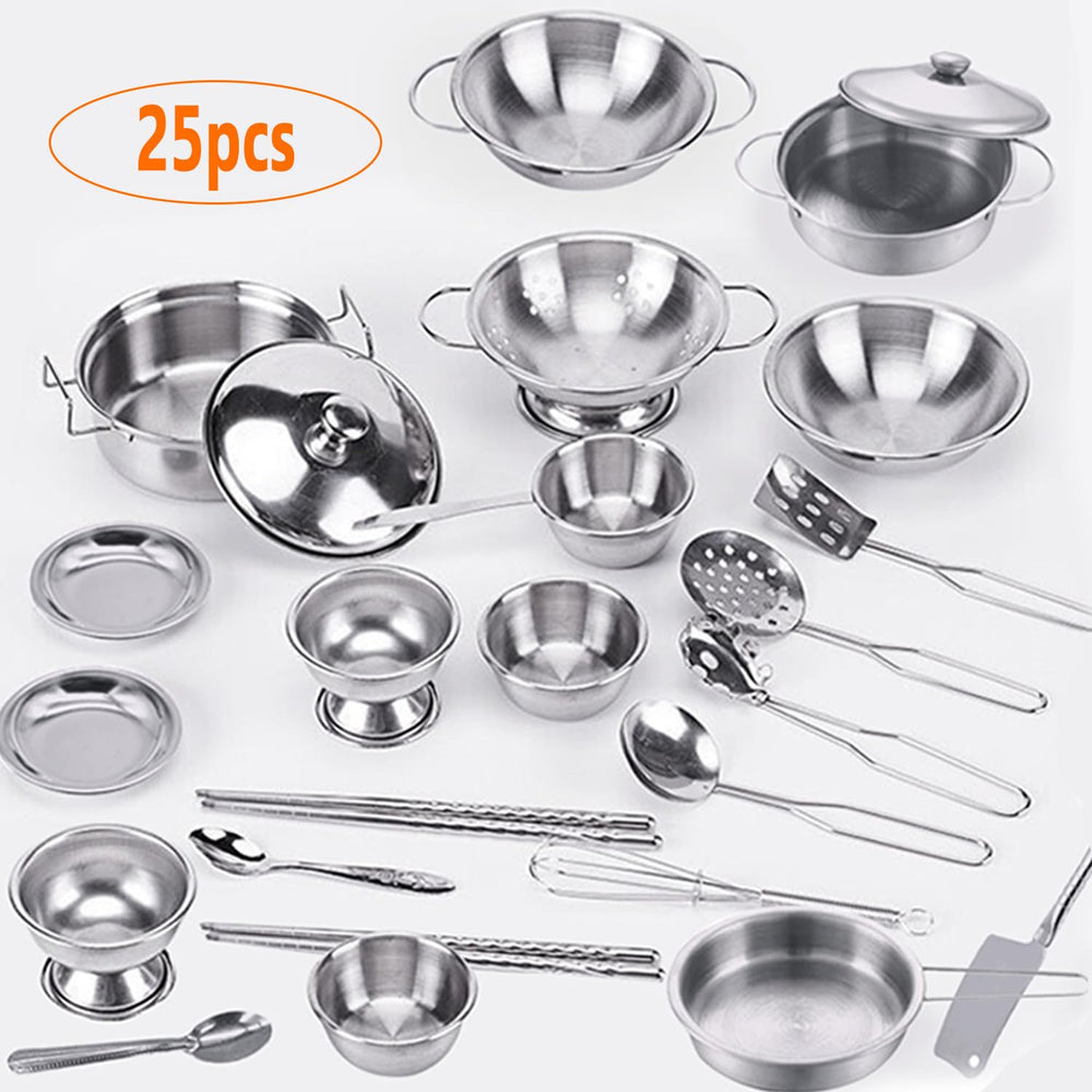 KEJIH tiny-classic-stainless-steel-pans for beginner-friendly play and safe handling.