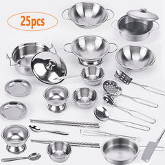 KEJIH tiny-classic-stainless-steel-pans for beginner-friendly play and safe handling.